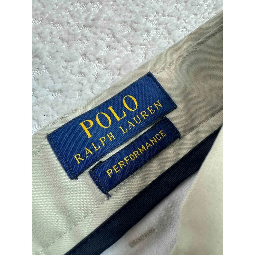 Polo Ralph Lauren Men Performance Stretch Mid Rise Zip Fly Beige Chino Shorts 34